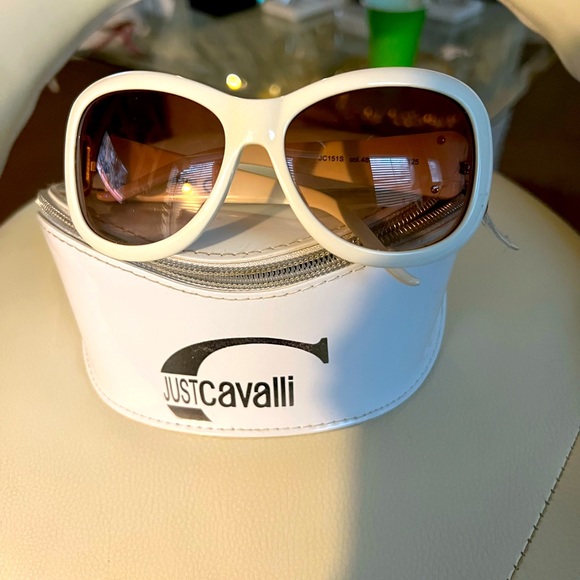 Just Cavalli Accessories - White frame brown tint lens authentic Just Cavalier with JC rhinestones sunnies